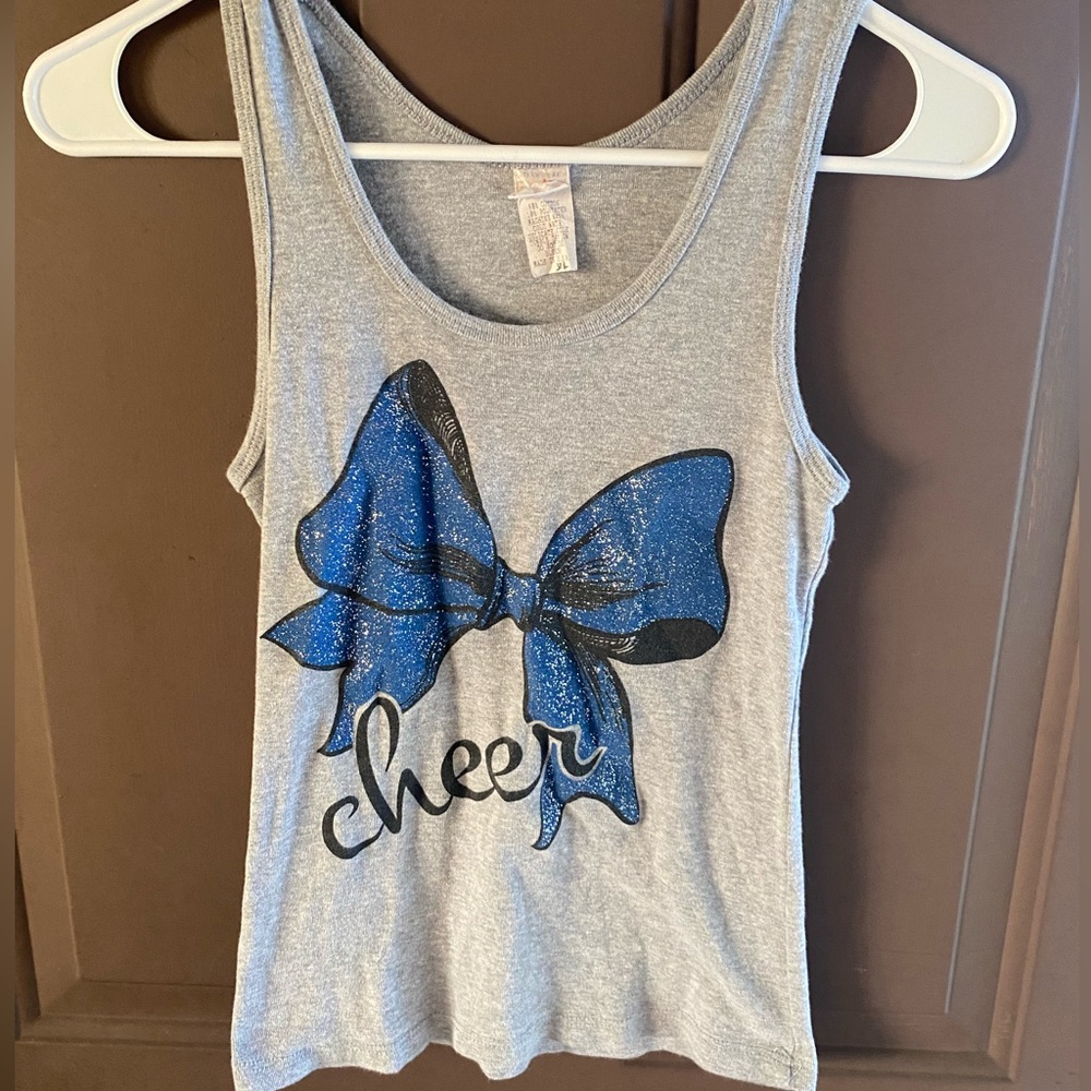 Chassis Girls XL grey and blue sparkly bow tank top
